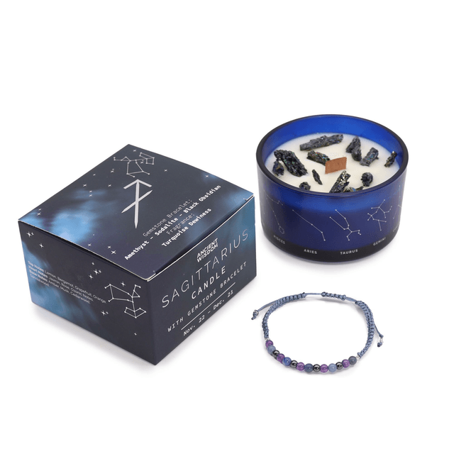 Bougie de Cristal du Zodiaque avec Bracelet - Sagittaire